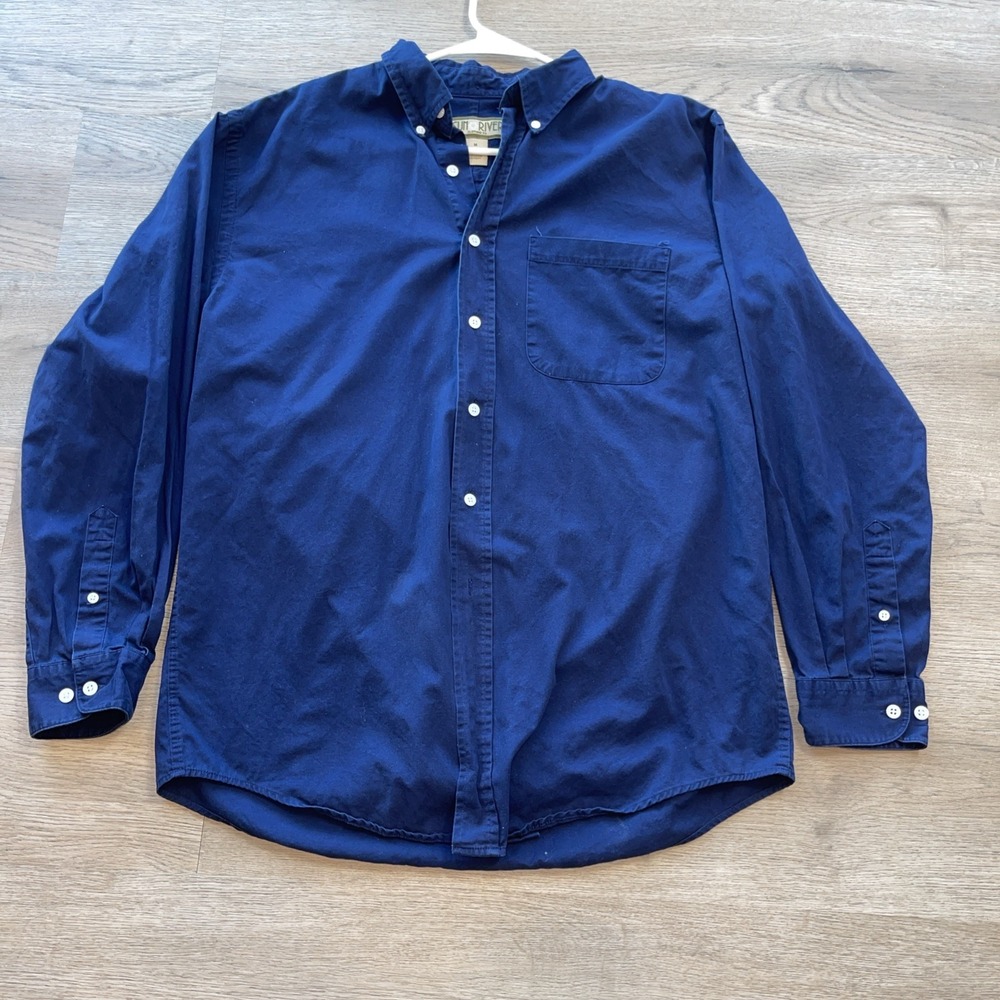 Sun River Button Down Shirt Mens M  Blue Long Sleeve Casual 100% Cotton